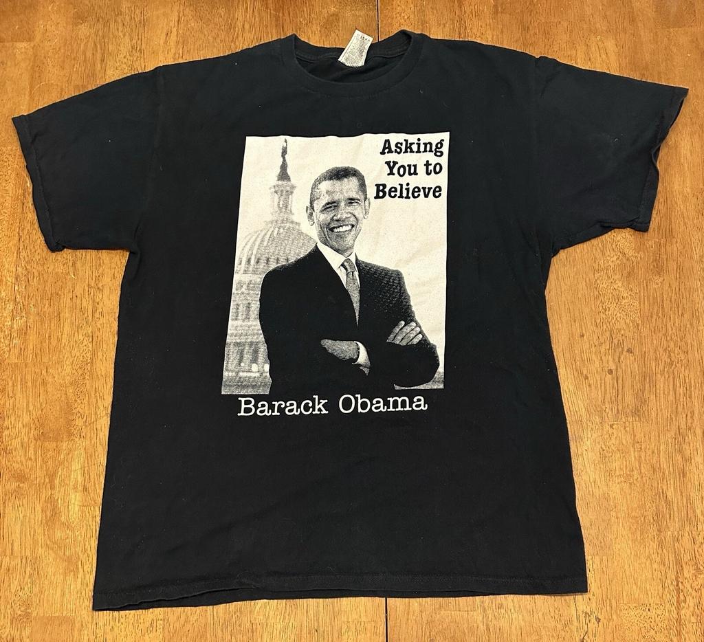 Vintage Barack Obama 2008 T Shirt Large Asking You To Believe Black History MLK