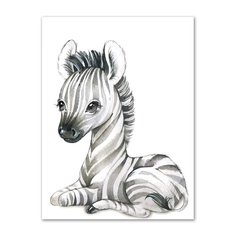 Animais do berçário do bebê arte da parede cartaz dos desenhos animados elefante girafa leão pintura em tela decoração do quarto dos miúdos fotos de parede decoração