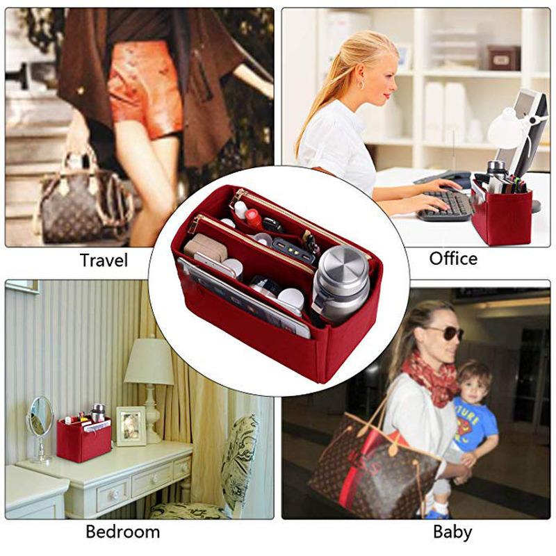 Damen Make-up Organizer/ Filz-Einsatztasche für Handtasche Reise Innentasche Tragbare Kosmetiktaschen Passend für Neverfull