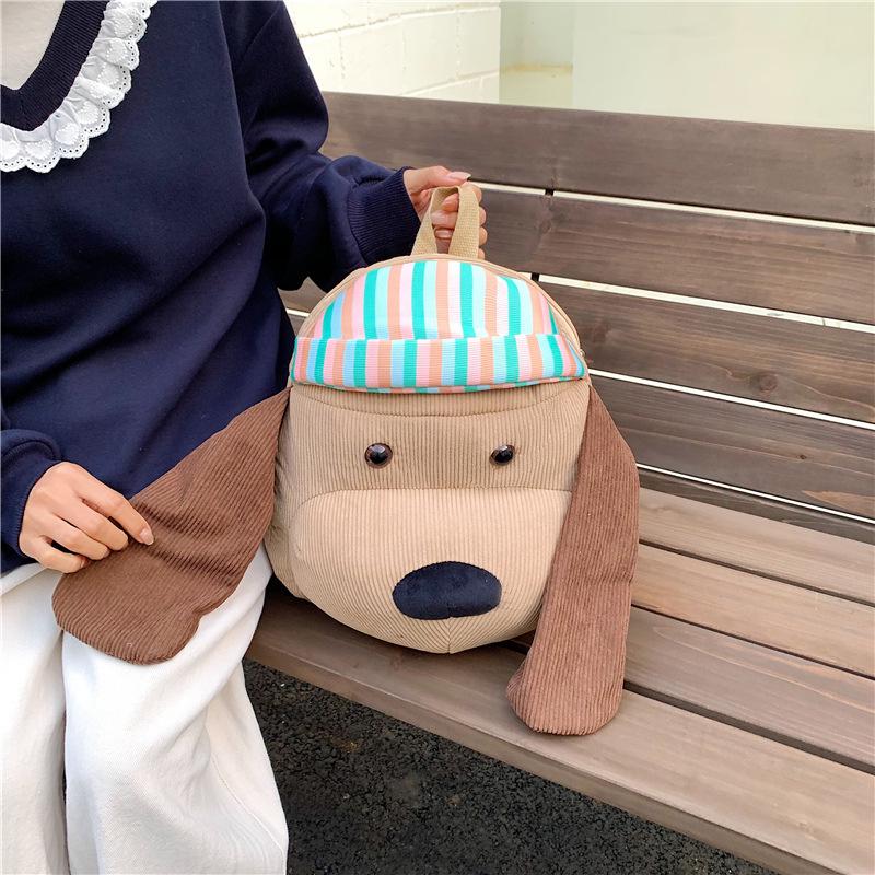 2025 Large Korean Style Backpack with Cute Cartoon Dog Design for Students