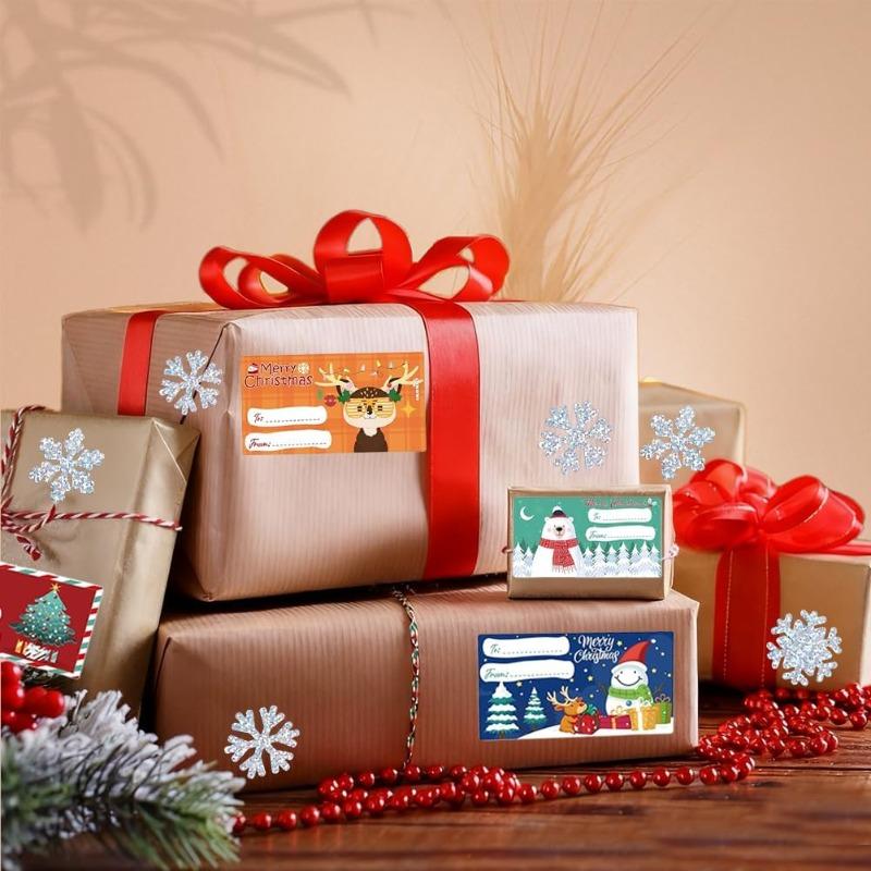 240 PCS Christmas Gift Tags Christmas Santa Claus Stickers Self Adhesive Cartoon Christmas Tag Christmas Festival Holiday Decor