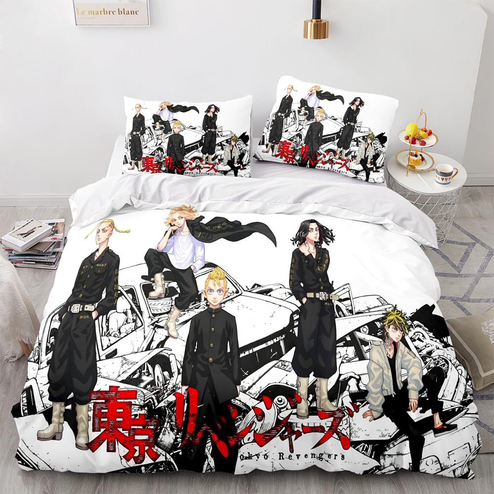New Anime Tokyo Revengers Bedding Set Single Twin Full Queen King Size Bed Set Adult Kid Bedroom Duvet Cover Sets Home Textiles