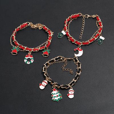 Christmas Bracelet, Snowflake Christmas Tree Alloy Oil Drip Bracelet.