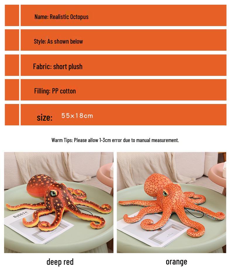 Octopus Plush Toy - Eight-Armed Doll, Children's Game Prop, Underwater Squid Ornament, Gift.