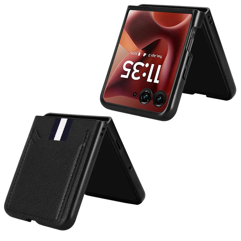 PU Leather Texture Case for Motorola Razr 60 Ultra Moto Razr Ultra 2026 Cover Card Slots Back Shell Coque Fundas Capa