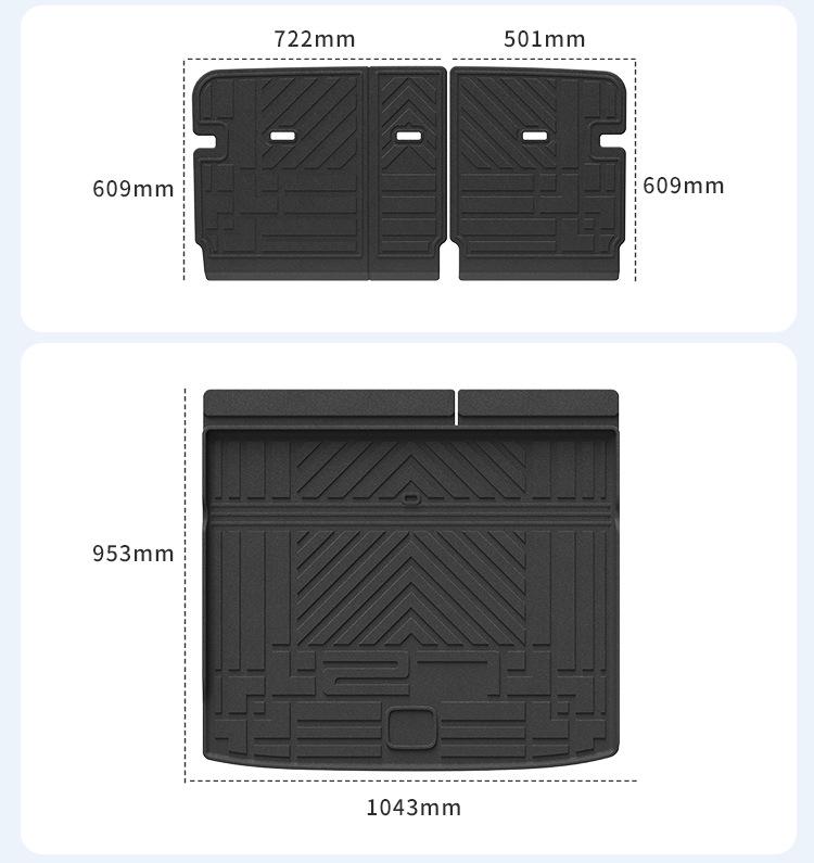 Chery iCAR V27 Car Floor & Trunk Mats Set: TPE Floor, Trunk, and Seat Back Mats.