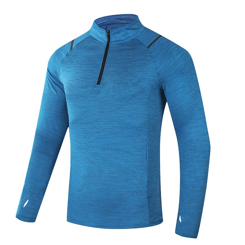 Frühling Herbst Stehkragen Reißverschluss Schnelltrocknend Laufen T-Shirt Männlich Langarm Sportbekleidung T-Shirt Herren