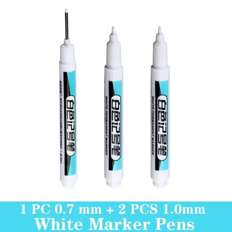 1/3/5 PCS White Paint Markers Pens Oily Waterproof Plastic Large Capacity White Marker School Supplies Stationery 0.7/1.0/2.5mm