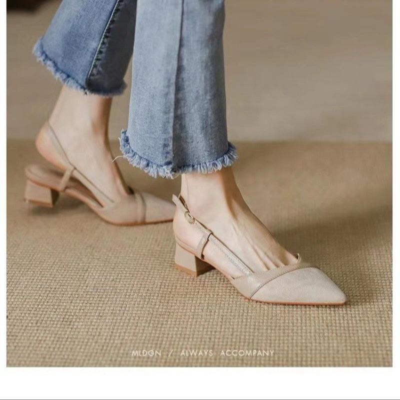 Fashion Square High Heels Slingback Sandals Women Slip On Mules Shoes Women Shallow Female Pumps for Office Lady Work Shoes