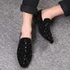 European Station Foot Set Loafers Korean Version Diamond-studded Low Top Rivets Pointed Leather Shoes for Men 46 47 Large Size