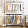 Movable Double-Layer Drying Rack with Wheels for Indoor and Balcony Use