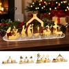 Christmas Tabletop Decorations Acrylic Ornament, Mirrored Golden Silhouette Scene, Decorative Living Room Table Decor Desktop Display for Holiday