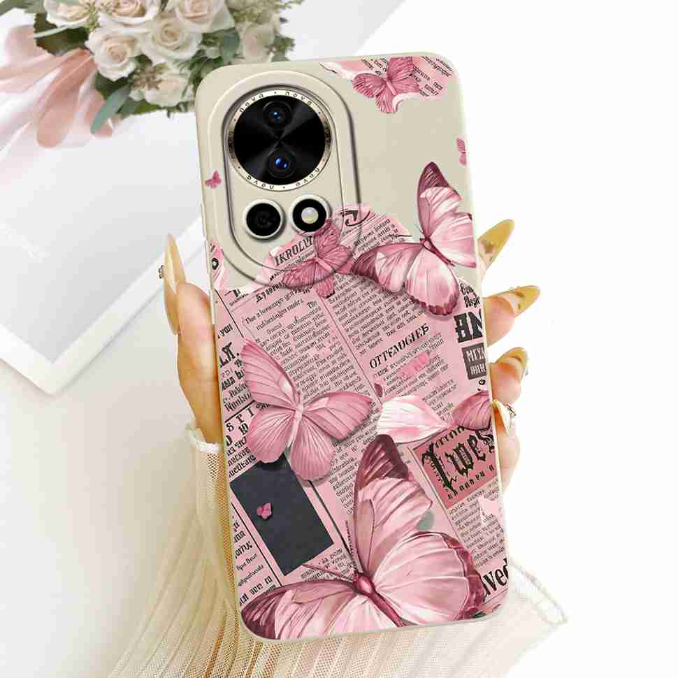 Neu Für Huawei nova 12 5G BLK-AL00 Hülle Luxus Blume Schmetterling Silikon Rückseite Für Huawei Nova12 5G Handyhüllen Bumper
