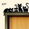 Minimalist Metal Wall Decor Cat Door Topper, Cute Cats Frame Decor, Black Art, Modern Abstract Silhouette Art Home Decoration for Living Room Bedroom