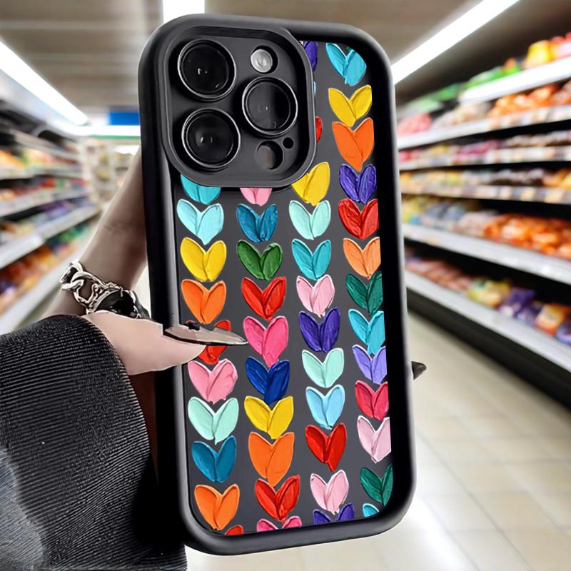 Love Oil Painting Silicone Phone Case for IPhone 11 13 14 Pro Max XS15 X XR 12 13 7 8 16 Plus SE Camera Lens Protection Cover