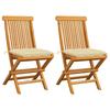 Day and Night - Day and Night Garden Chairs 2 Units Teak Wood with Cream White Cushions