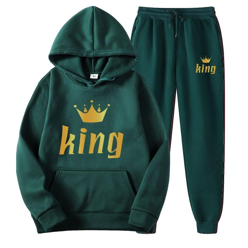 Paar Hoodie Set lässig locker langärmelige Sportbekleidung Fleecejacke Jogginghose Herren Damen Hoodies Kurzarmshirts (Herren)