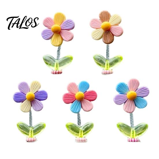 Auto-Armaturenbrett-Dekorationen 5 Stück Bunte Schüttelblumen-Deko, Harz-Regenbogen-Sonnenblumen-Ornament Wackelnde Blumen mit Anti-Rutsch-Pad, Niedlicher Wackelkopf für