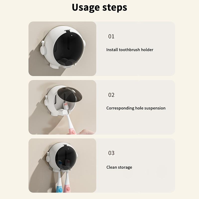 Toothbrush Holder Wall Mounted Toothbrush Holder Rack With Lid Wall Mount Space-Saving Household Organizers For Toothbrushes For