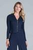 Navy Blue Women' Zip-up Sweatshirt - Striped Sweatshirt M823 Size