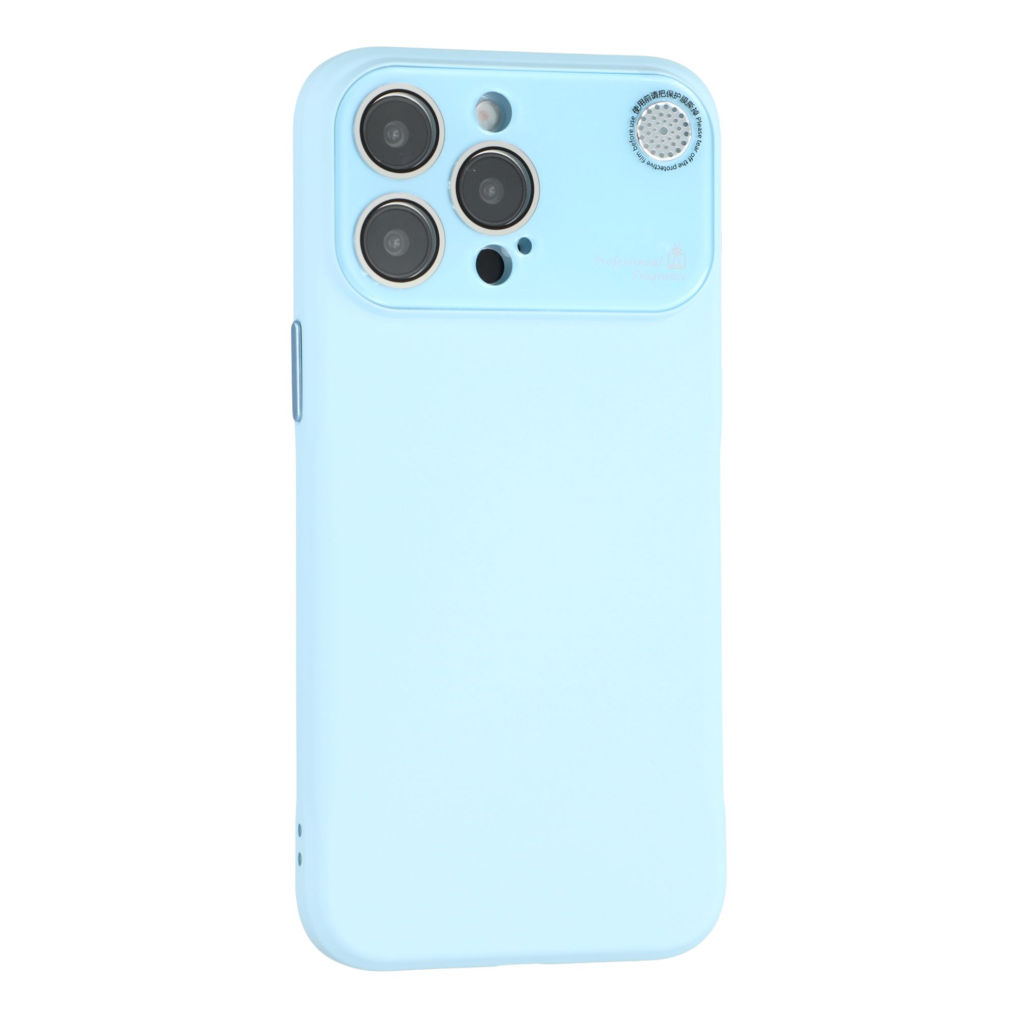 

For iPhone 15 Pro Case Large Camera Window Liquid Silicone Aromatherapy Phone Cover Sky Blue