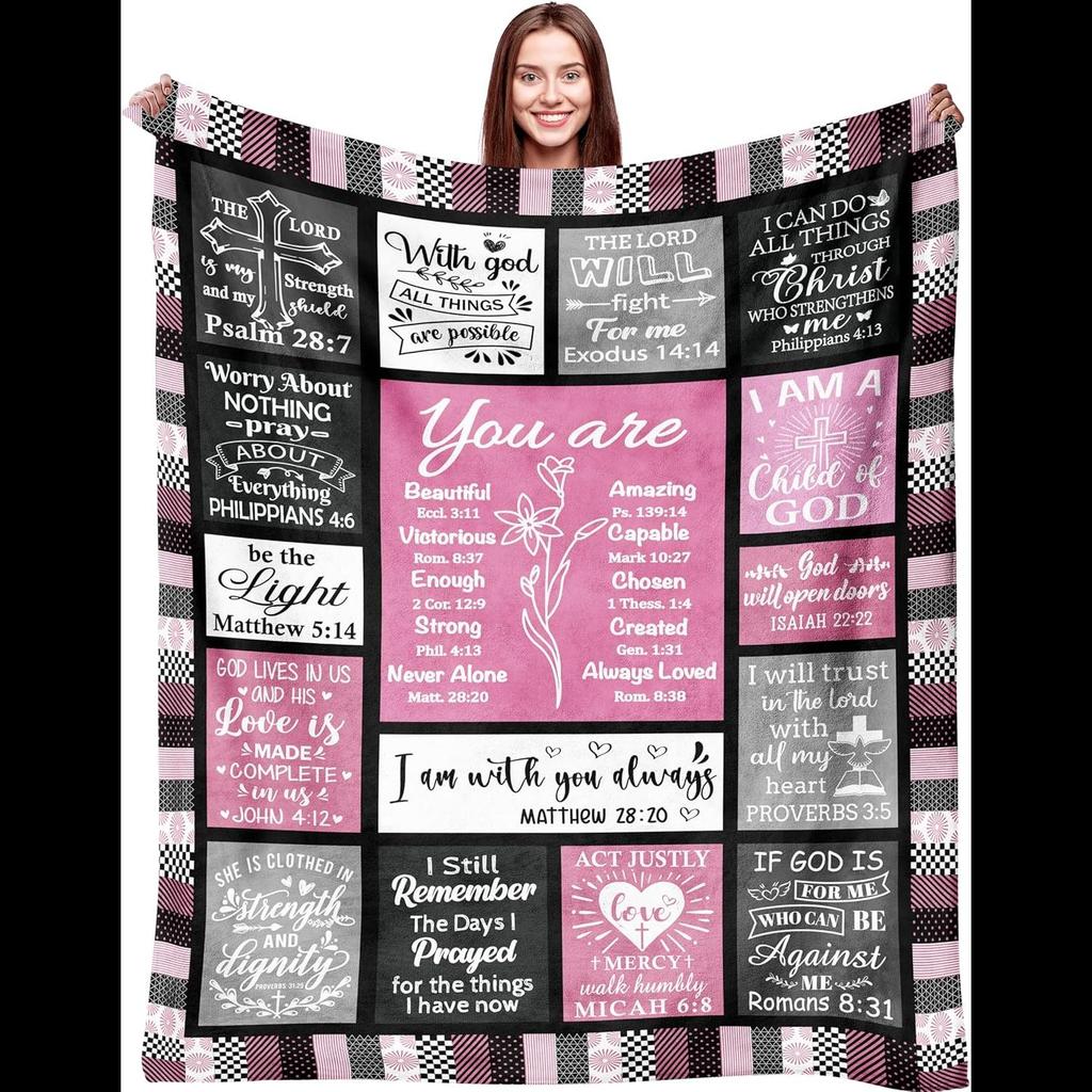 Inspirational Christian Throw Blanket Soft Warm Flannel Perfect Spiritual Gift for Women Men Birthday Present x Inches