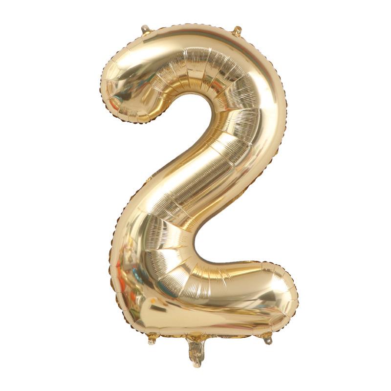 1PCS 40 Inch Large White Gold Light Gold Digital Foil Balloon for Girls' Birthdays Helium Big Number0-9 Balloon Decoration