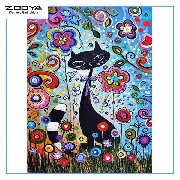 

ЗООЯ DIY 5D квадратный горный хрусталь картина маслом кошка Алмазная вышивка картина вышивка крестом домашний декор