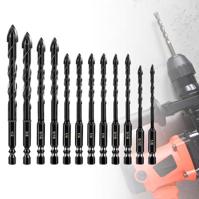 12Pcs Drill Bit Set Suitable for Cement Glass Ceramic Projects Drilling In Concrete Wood and Glass with High Durability