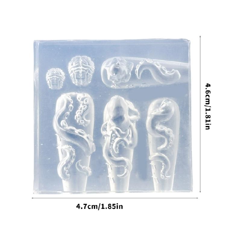 Professional Grade Transparent Nail Silicone Mold With Intricate Octopus Detailing Manicure Mould For Creative Accessories
