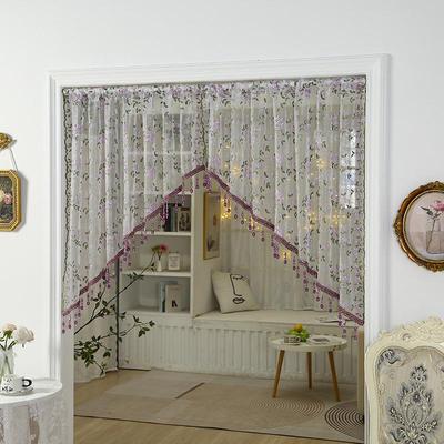 Vintage Lace Blackout French Door Curtain – Embroidered Short Partition for Entryway, Hallway, or Bedroom, No Drilling Needed.