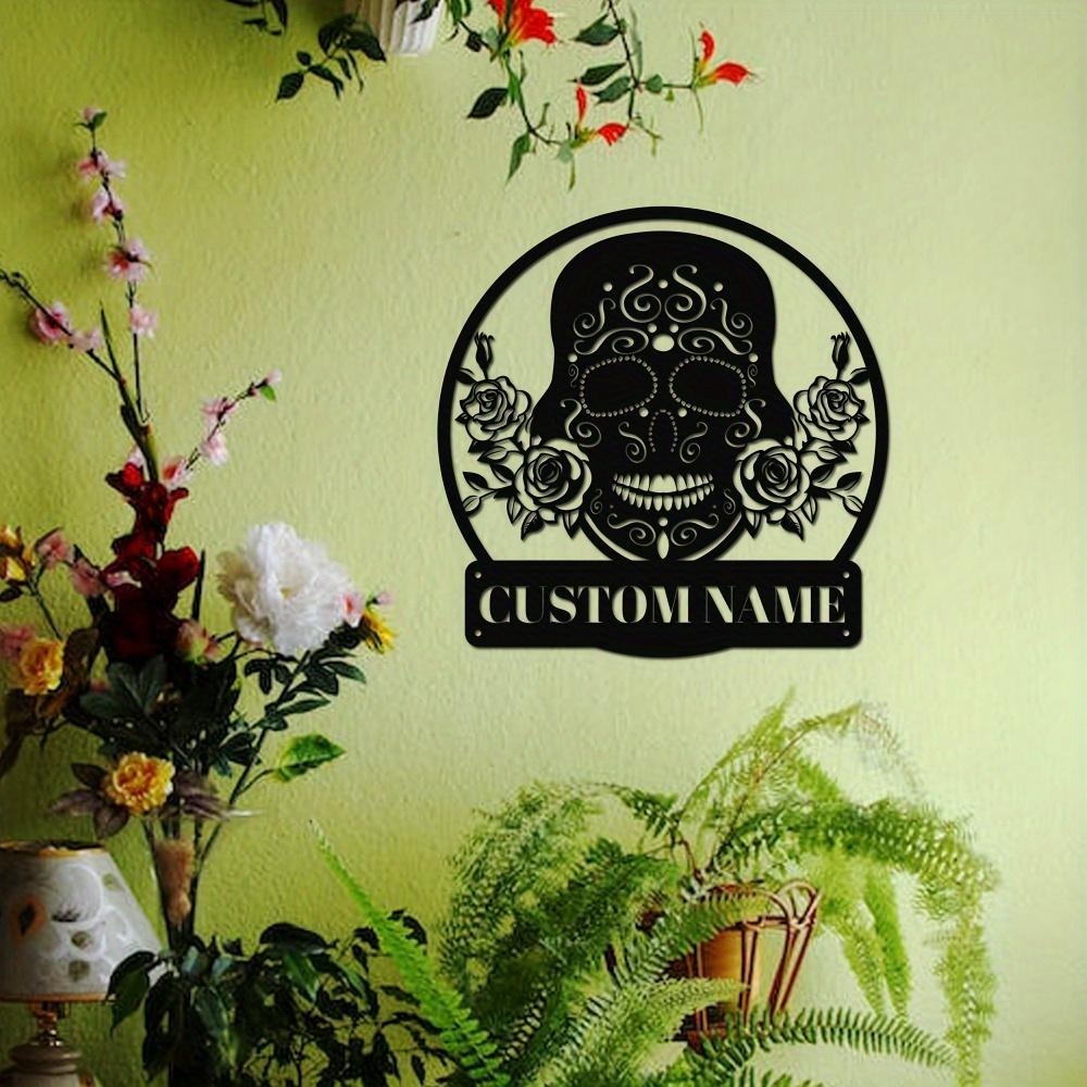 Customizable Skull Metal Sign Surname Outdoor Wall Decor Gift