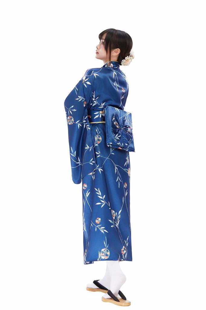 Mobbunny Perfect for Fireworks Summer and Photo Easy To Cute Flower Hair Blue Women's Yukata/Furisode Set, Festivals, Displays, Festivals, Shoots,