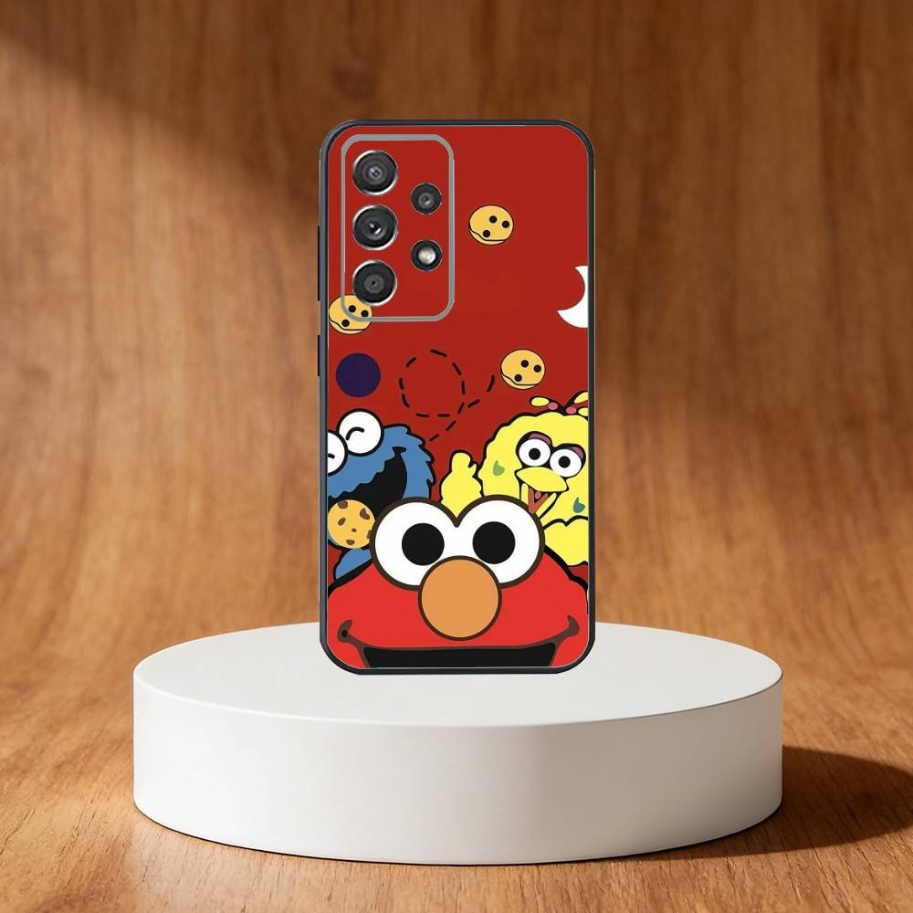 Sesame S-Street Cookie Elmo Phone Case For Samsung S25,S24,S21,S22,S23,S30,Ultra,S20,Plus,Fe,Note,10,9,5G Black Cover