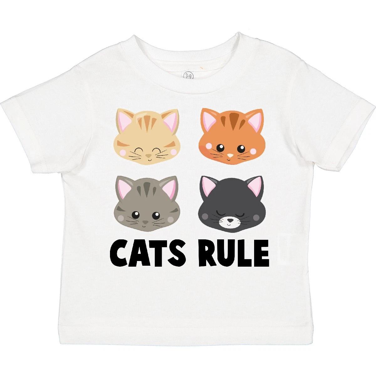 Inktastic Cats Rule With Cat Heads Toddler kids boys T-Shirt Pets Feline Pet Kitties Kitty 110