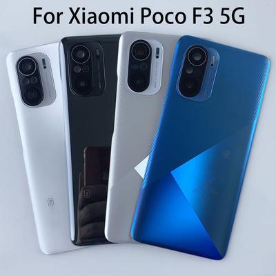 Pro Xiaomi Poco F3 5G Skleněný zadní kryt baterie Výměna zadních dvířek krytu s objektivem fotoaparátu