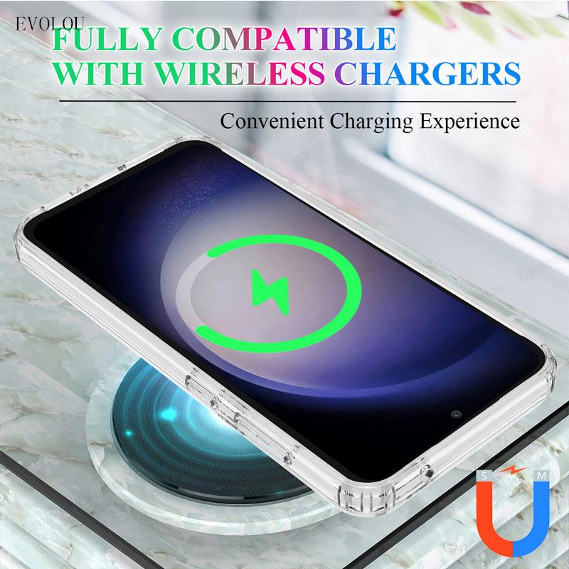 S23FE For Magnetic Wireless Charging Acrylic Case For Samsung Galaxy S23 FE S23FE Shockproof Transparent Silicone Case