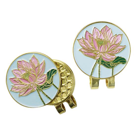 Golfballmarkør Hattklemme Emalje Lotusblomst Design Magnet Hattklemme Ballmarkør Golftilbehør for Kvinner Menn Golfspiller Gave