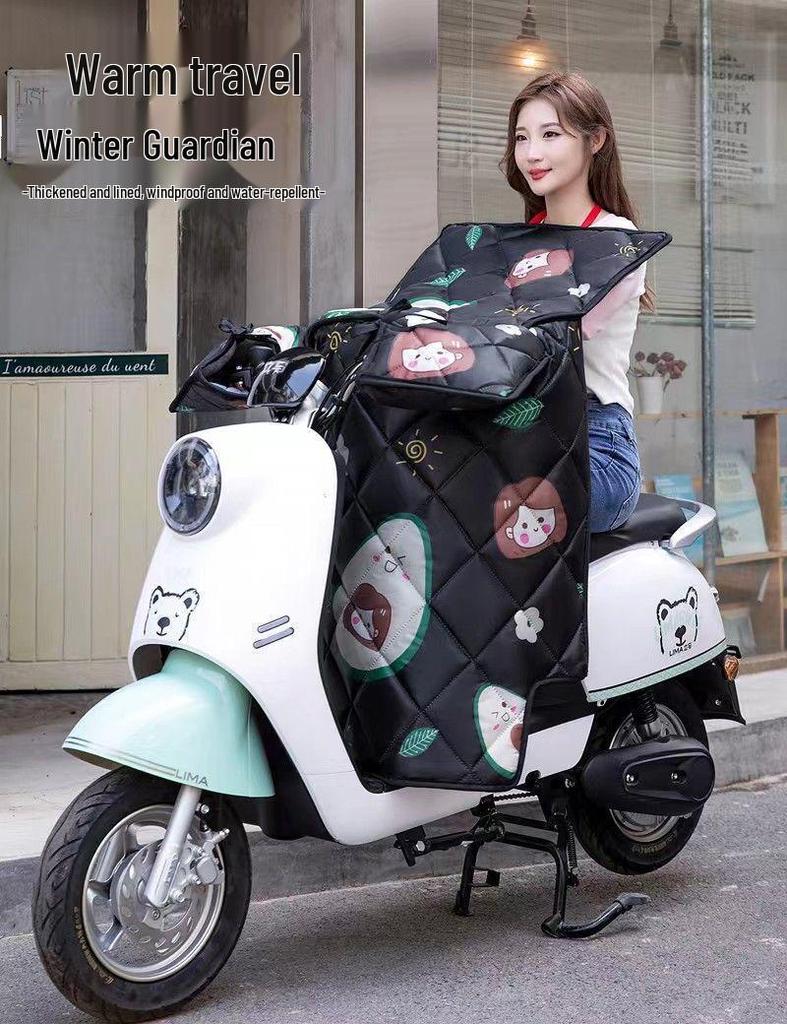 Thickened Waterproof Fleece-lined Windshield for Electric Vehicles - Cold-Proof Cover for Spring, Autumn, and Winter