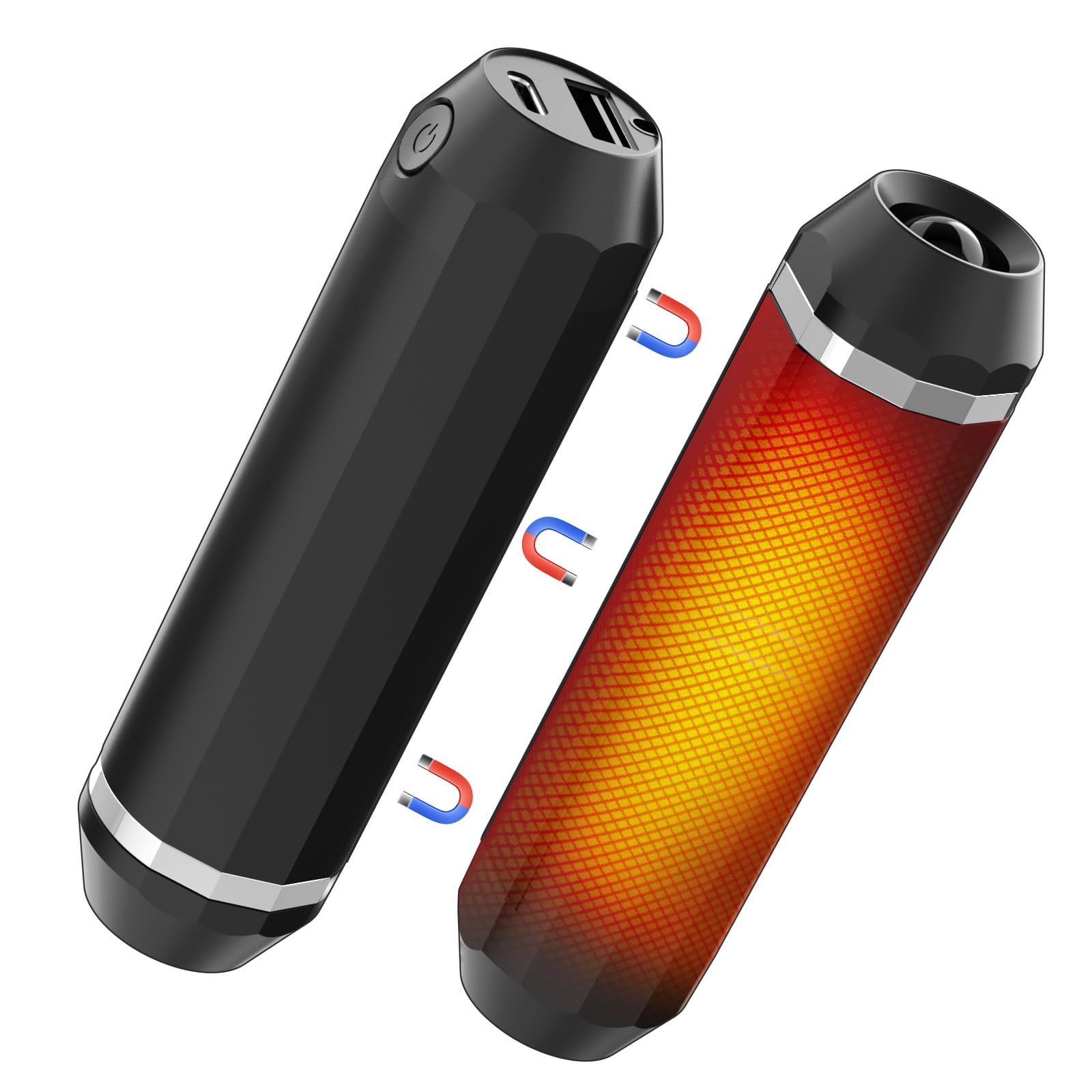 

Rechargeable Hand Warmer Magnetic Detachable Design Full 3 Temperature Rapid LED Cold Weather Christmas Gift [New & & 360° Heat] Compact, чёрный