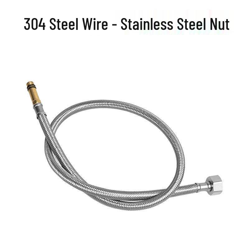 

304 Stainless Steel Braided Explosion-Proof Faucet Inlet Hose - Cold & Hot Water, Single Pointed Head