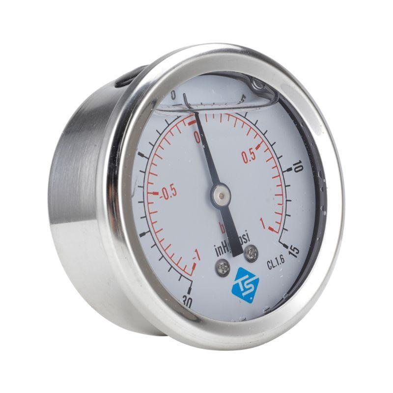 Upgraded Vacuum Pressure Gauge 1/4 BSPT Vacuum Gauge Back Mount for Air Compressor Water Oil Metal Frame -30 0-30