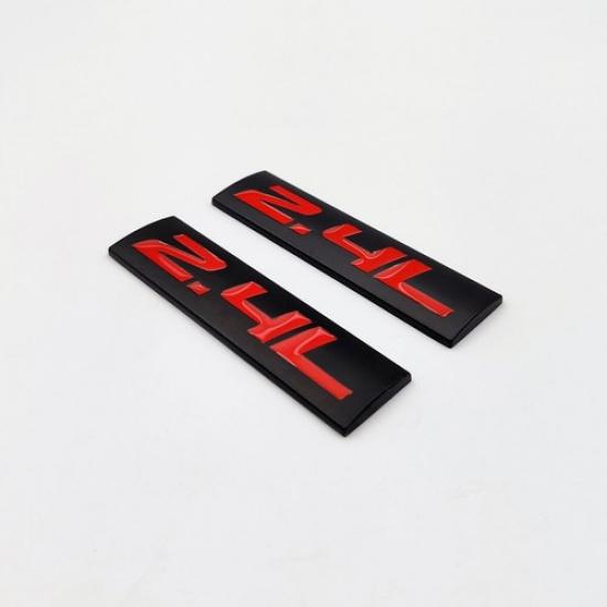 2x Black&Red Metal 2.4L Car Emblem 2.4 Bagde 3D Fender Sticker Sport Turbo Decal