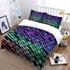 3Pcs Holographic Gradient Blocks Bedding Set, Iridescent Pattern Duvet Cover + 2 Pillowcases,Single Double King Queen, Gift