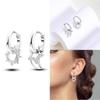Hoop Earrings 925 Silver Certified Red Bow Heart Zircon Stud Earrings Lady's Anniversary Gift Luxury Jewelry