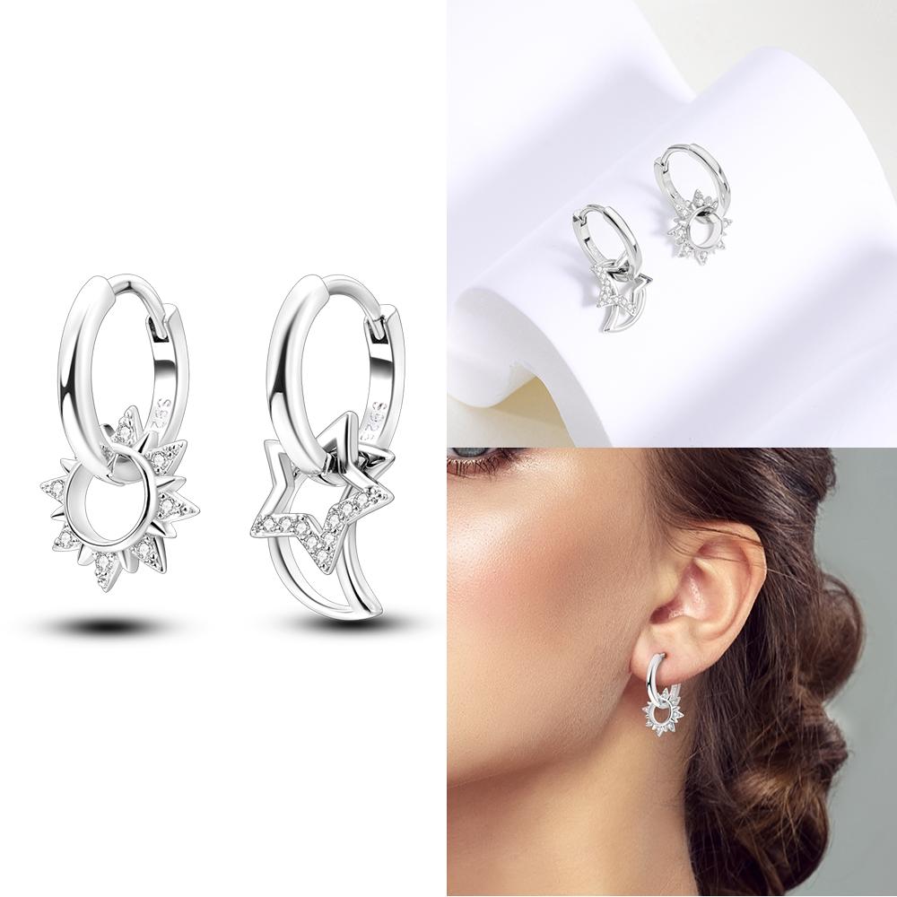 Hoop Earrings 925 Silver Certified Red Bow Heart Zircon Stud Earrings Lady's Anniversary Gift Luxury Jewelry