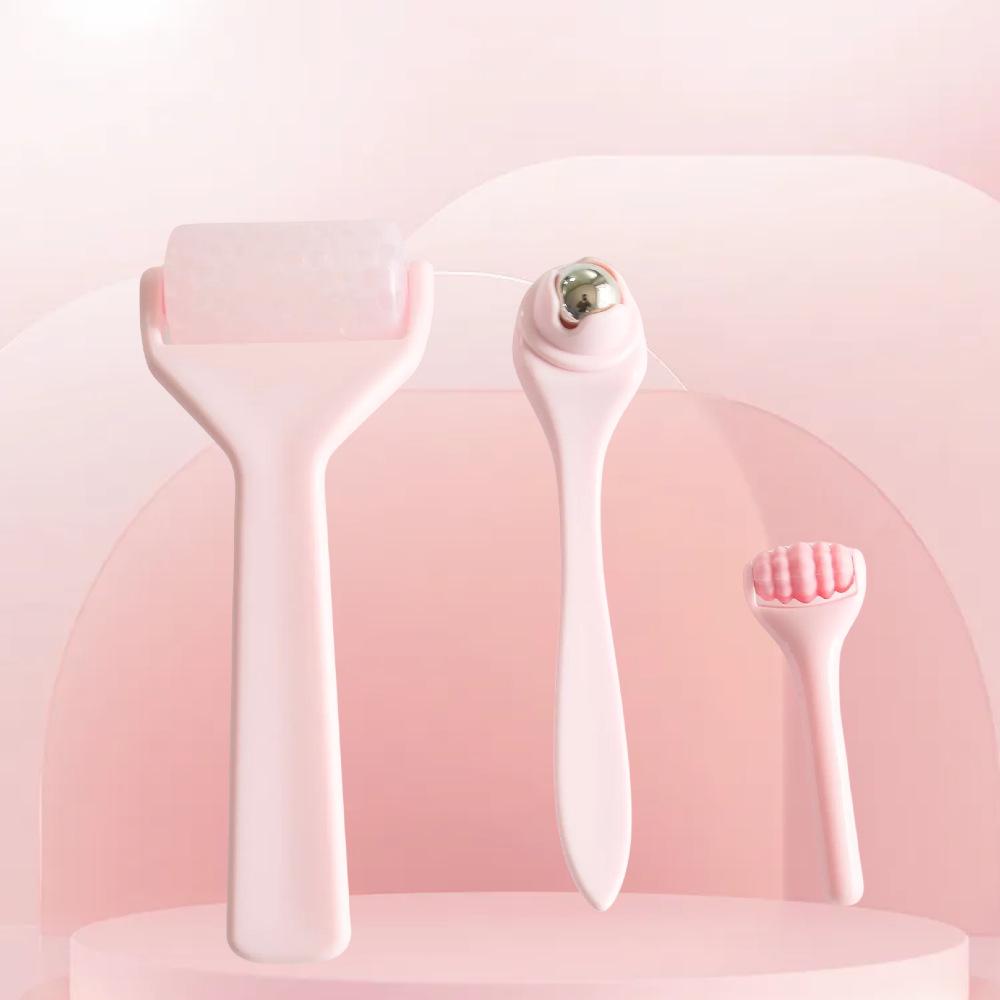 

Набор для домашнего спа-массажа из 3 предметов: Силиконовый ролик для лица, Массажер для глаз со стальными шариками, Ледяной ролик