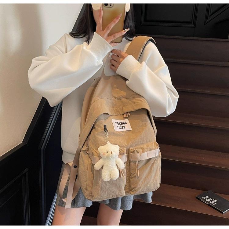 Canvas Backpack Women's Large-capacity Casual All-matching Korean Students 'schoolbag Outdoor Mountaineering Bag Travel