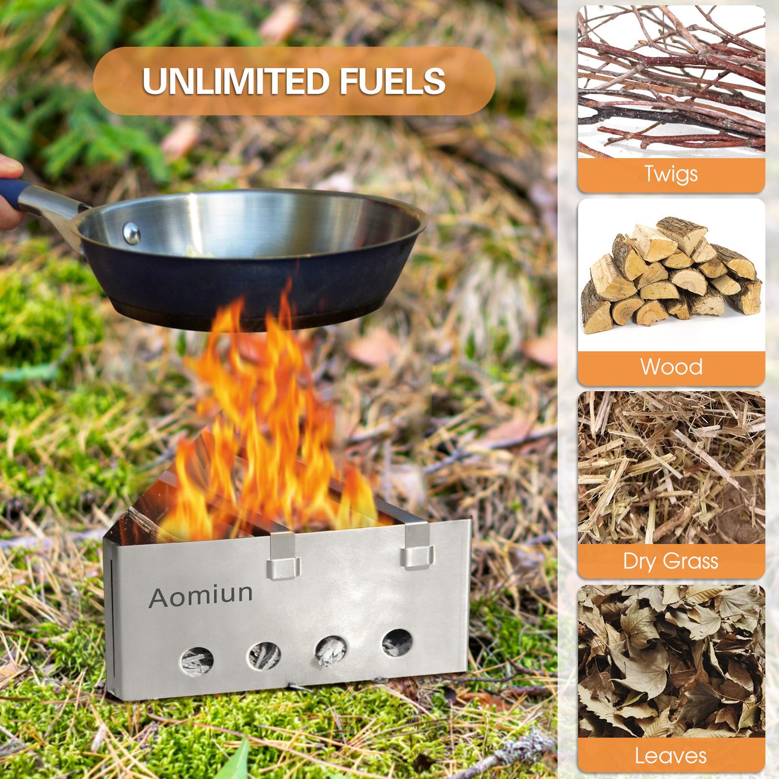 

Aomiun Легкая треугольная дровяная печь Портативная горелка из нержавеющей стали для приготовления пищи на открытом воздухе, пикника, кемпинга, пеших походов серебряный
