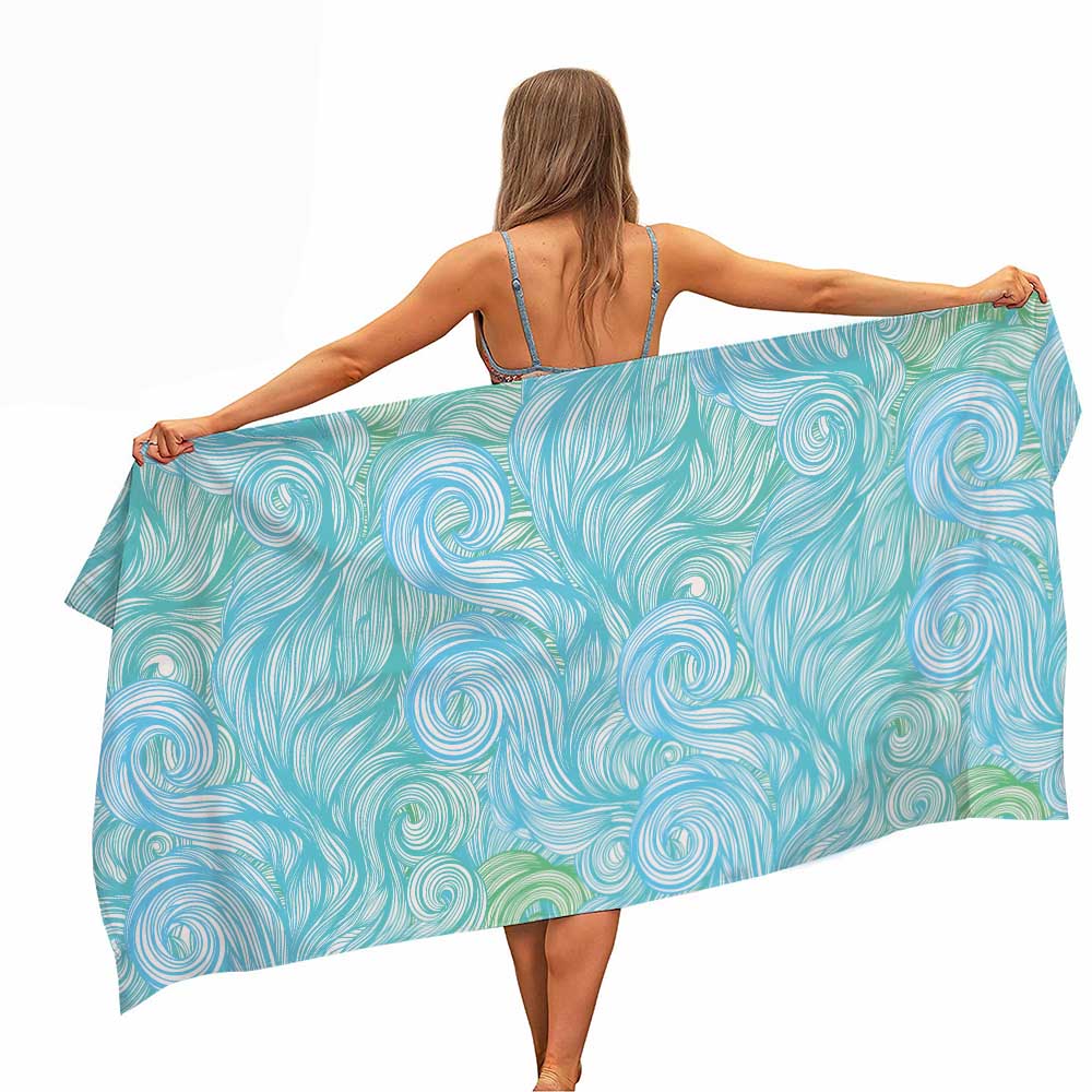 Colourful Japanese Style Waves Microfiber Beach Towel Portable Quick Fast Dry Sand Outdoor Travel Swim Yoga Mat Absorbent Towel